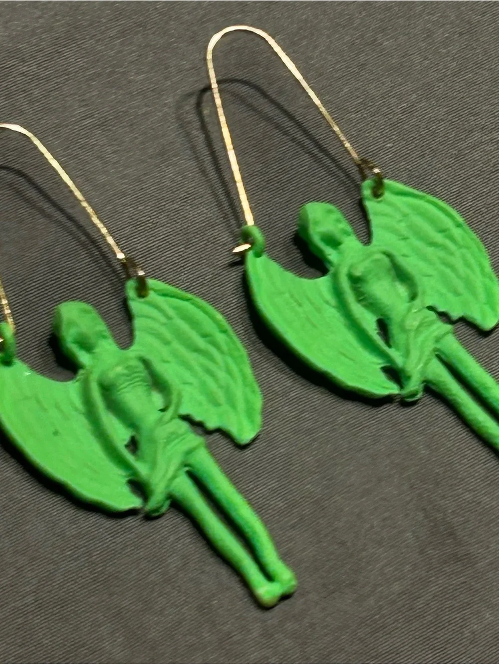 SHEIN Neon Green Angel Earrings